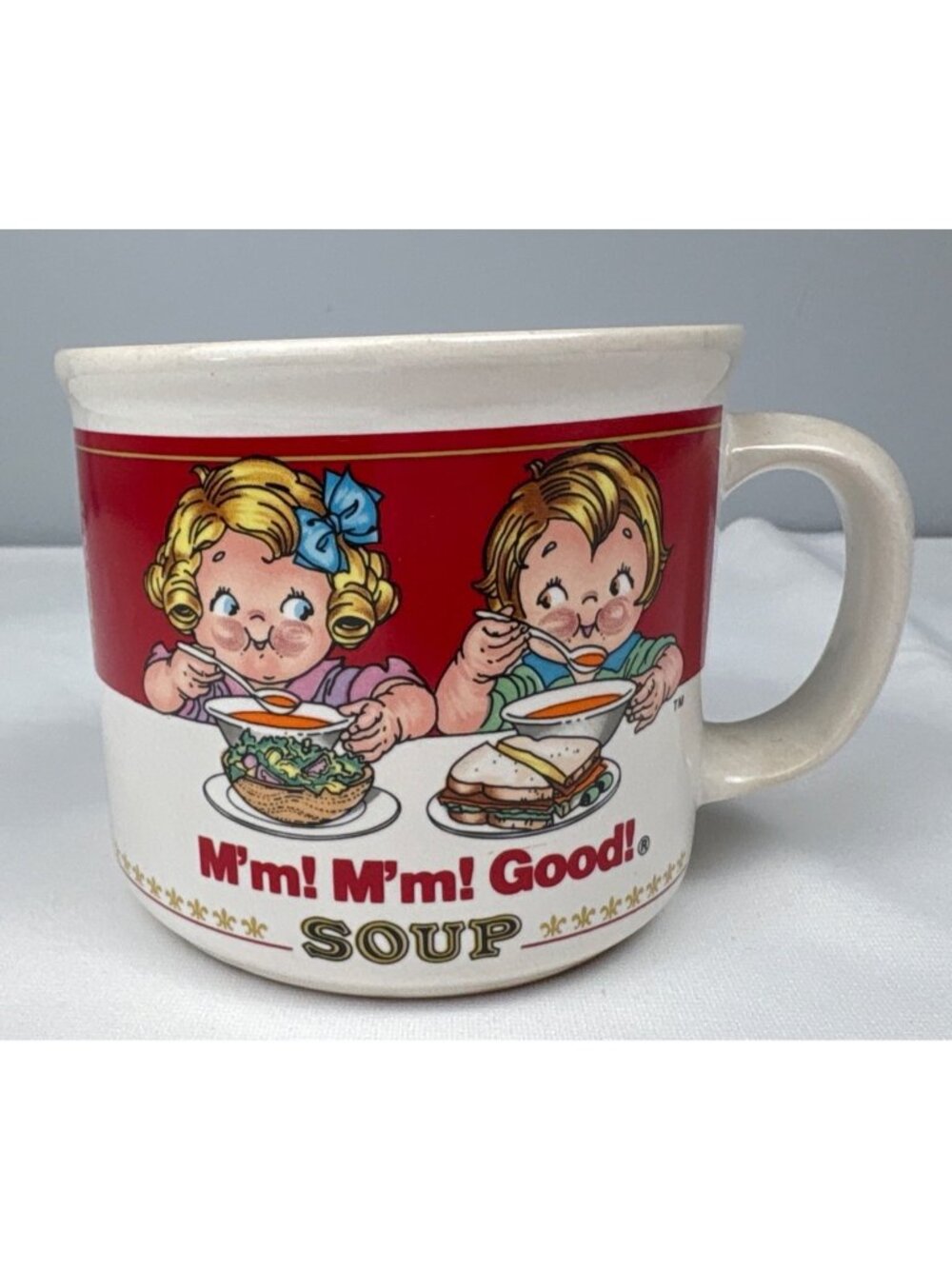 Campbells Kids Westwood Ceramic Soup Mug 1989 Vintage Retro Red White